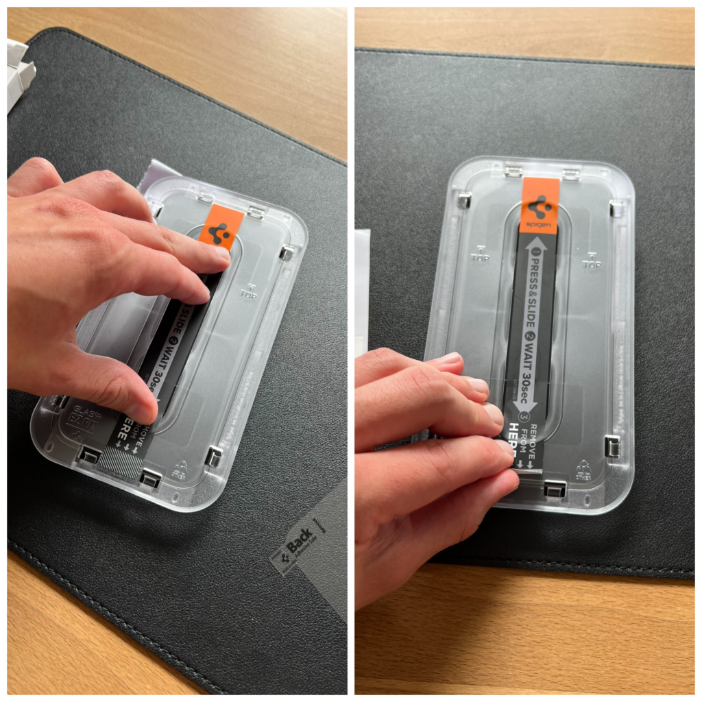 platzierung des panzerglases von spigen am iphone 15 pro max