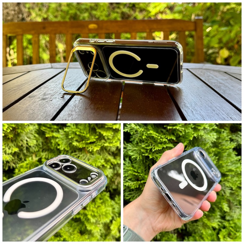 detailansicht der ständerfunktion der hybrid stash hülle sowie der kamerschutz-elemente an der hülle.