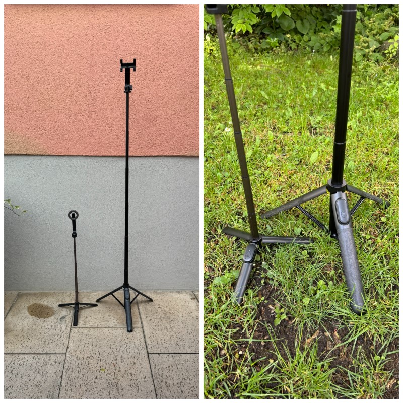 spigen_selfie_stick_standfuesse_small - smartphonehuellen-test.de Spigen Wondersnap Selfie Stick Größenvergleich ausgeklappt