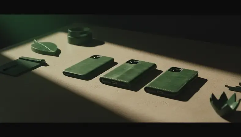 Verschiedene Lederhüllen-Typen nebeneinander: Backcover, Wallet-Hülle und Flip-Case