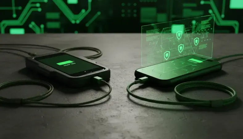 Vergleich zwischen alter und moderner Akku-Hüllen-Technologie mit Sicherheitsfeatures