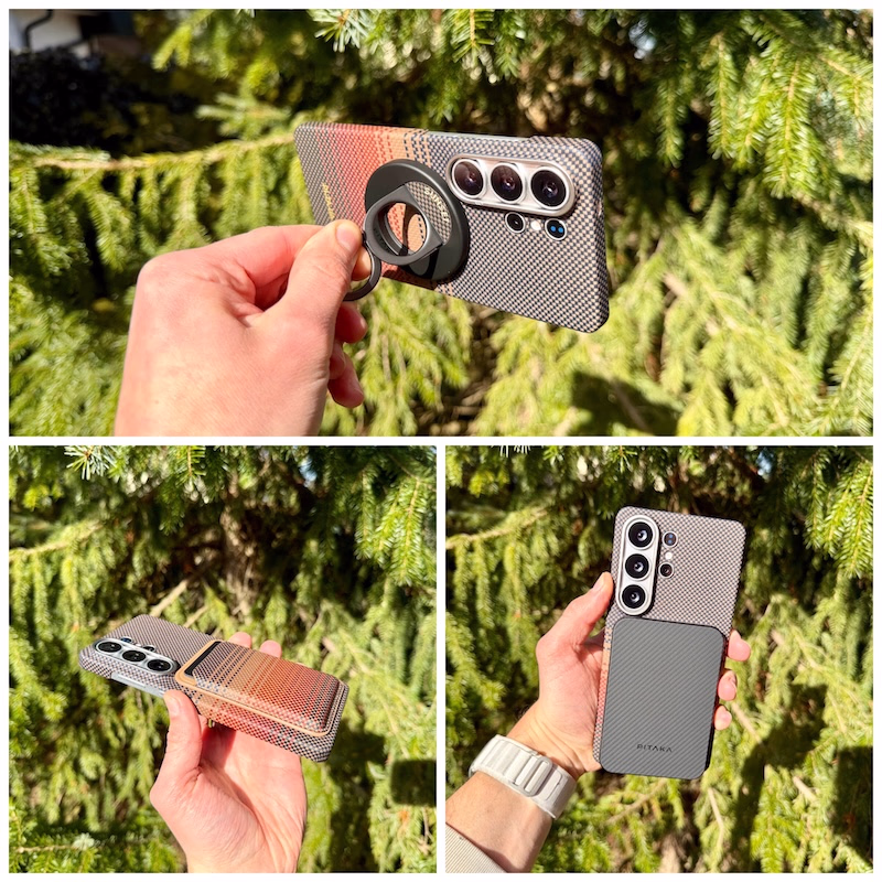 Umfangreiches Zubehör von pitaka in der Detailansicht, angebracht am Galaxy S26 Ultra