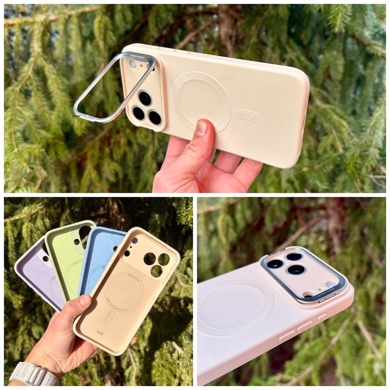 verschiedene Farben des Cloud Stash Stand Cases von ESR am iPhone 17