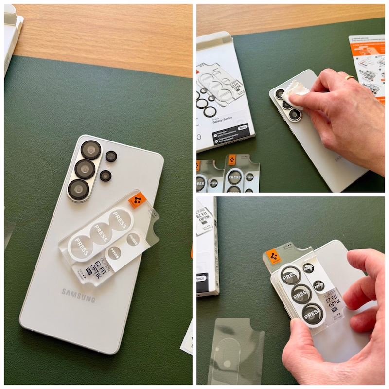 Galaxy S26 Ultra Kamera-Linsen Schutz – Spigen Optik Pro EZ Fit montiert, Detailaufnahme