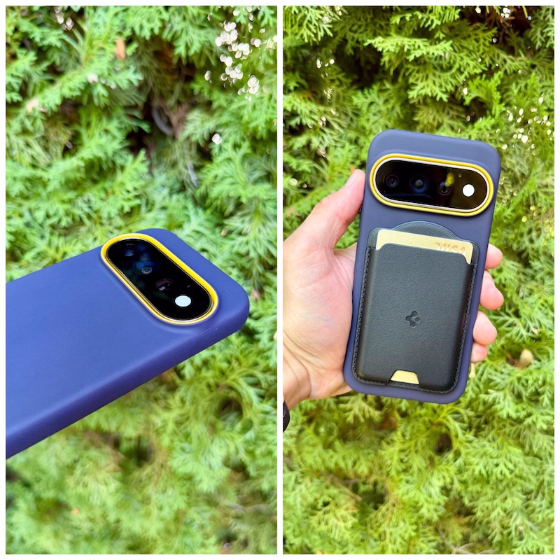 Nahaufnahme Nano Pop Hülle am Pixel 11 Pro und Darstellung eines montierten Wallets